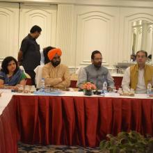 8th April, 2017: Met UP Ministers Shri Baldev Aulakh, Minority Welfare, Shri Mohsin Raza, Haj and Waqf, and senior officials of minority welfare in Lucknow today. Discussed various schemes for Minorities empowerment.