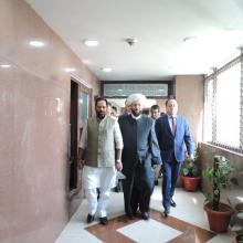 The Union Minister for Minority Affairs, Shri Mukhtar Abbas Naqvi in a meeting with the Grand Mufti of the Syrian Republic, Dr. Ahmad Badreddin Hassoun, in New Delhi on September 26, 2017.