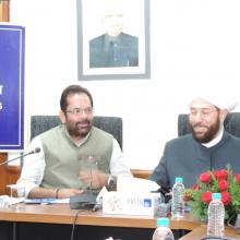 The Union Minister for Minority Affairs, Shri Mukhtar Abbas Naqvi in a meeting with the Grand Mufti of the Syrian Republic, Dr. Ahmad Badreddin Hassoun, in New Delhi on September 26, 2017.