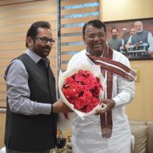 Telangana Agriculture Minister Shri Pocharam Srinivas Reddy today met me at Antyodaya Bhawan and discussed various development issues concerned to the state.