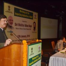 The Union Minister for Minority Affairs, Shri Mukhtar Abbas Naqvi at the inauguration of the Workshop for Inspecting Authorities of Maulana Azad Education Foundation, in New Delhi on January 13, 2018.