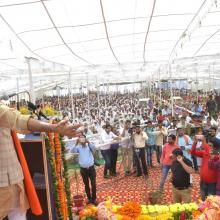 Laying the foundation stone of the first world-class educational institute established with the assistance of the Ministry of Minority Affairs, at Kohrapipli village in Kishangarh Bas of Alwar district, Rajasthan on October 01, 2018.